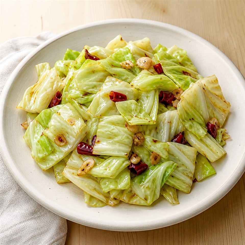 A plate of hand-torn cabbage